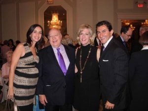 Mrs. Helen Vafiadis, Roger Ailes, President of FOX NEWS, Mrs. Beth Ailes and Dr. Dean enjoy an evening to raise money for private school in TENAFLY, New Jersey.